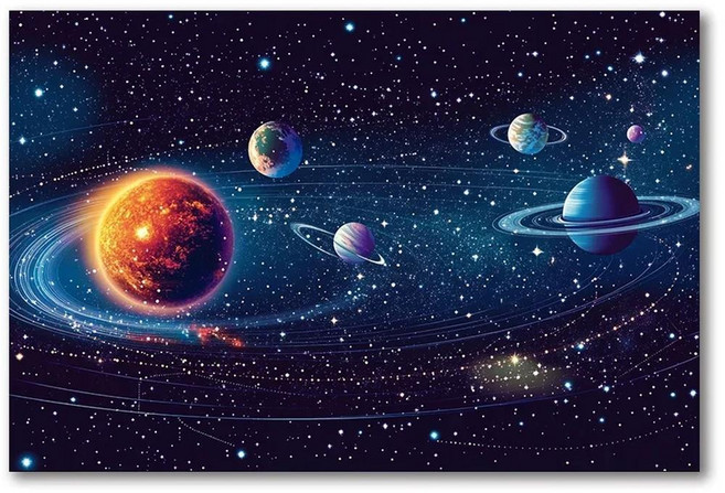 태양계 포스터 캔버스 인쇄 공간 행성 벽 예술 그림 홈 거실 장식에 적합, 20x30cm No Frame, 2. 6