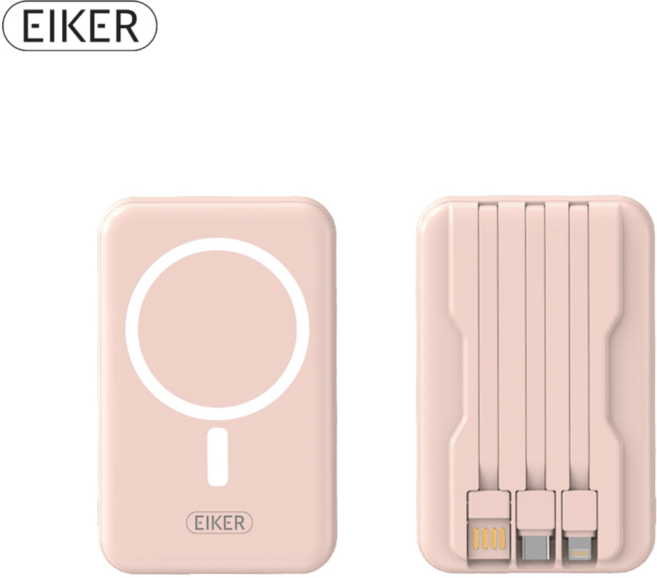 EIKER 맥세이프 마그네틱 무선 미니 일체형보조배터리 10000mAh 4 color, 핑크, 상세페이지 참조