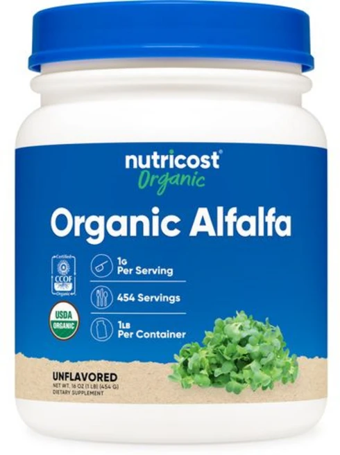 뉴트리코스트 유기농 알팔파 분말 454g - USDA 인증 Nutricost Organic Alfalfa Powder 1LB - USDA Certified 100% Organic, 1개 - 쿠팡