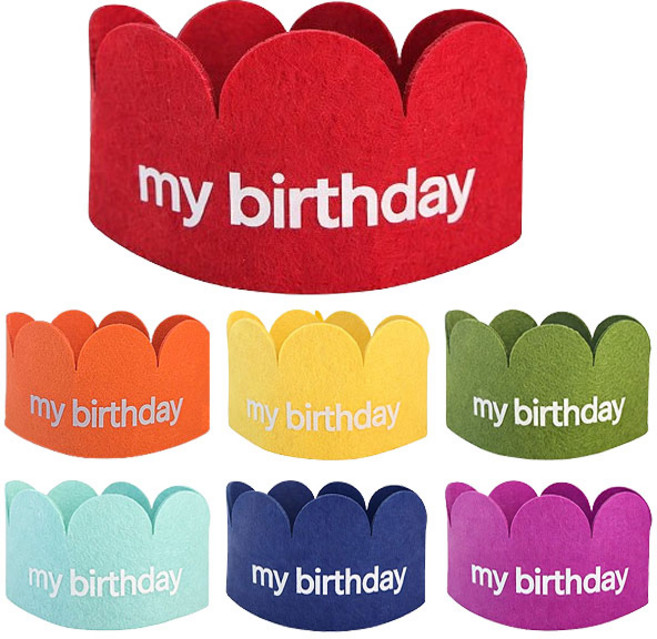 파티홀릭 생일 파티 축하 펠트 고깔 왕관 모자, 1개, 벌스데이_레인보우 7개