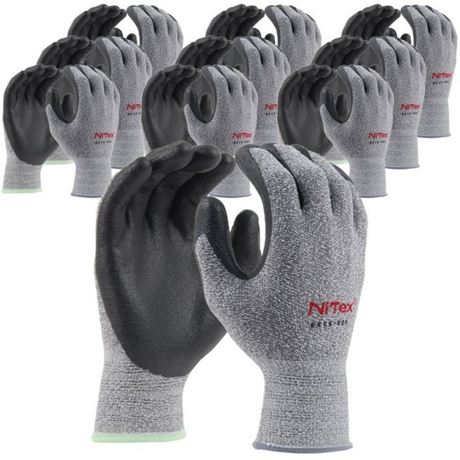 나이텍스 터치 카본 NBR 코팅 다용도 작업용 코팅 장갑 EXTS-500, 멜란지그레이, 10개