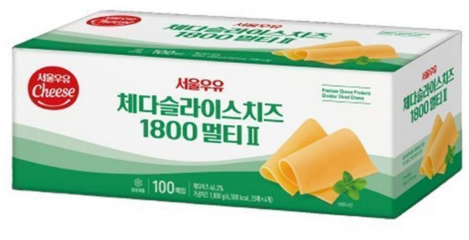 e치즈몰 서울우유 체다슬라이스 멀티2 치즈 1800g 100매 3종, 1.8kg, 3개