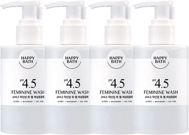 해피바스 PH4.5 약산성 쑥 젤타입 여성청결제, 250g, 4개