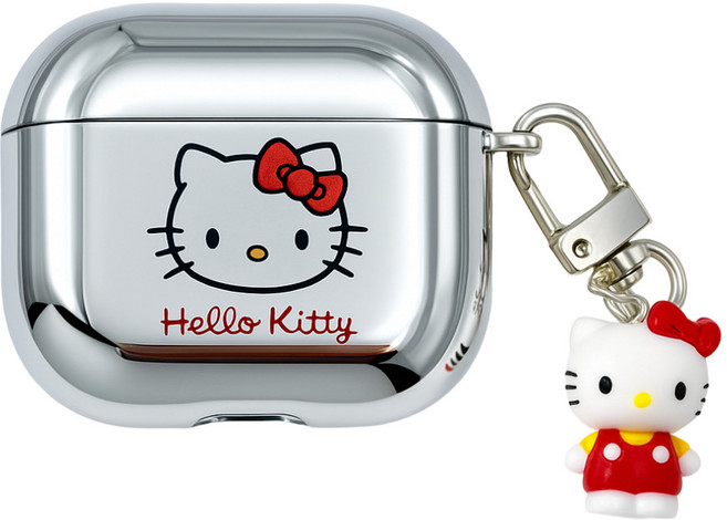 실버메탈 키티 에어팟케이스 키링 세트, 실버키티 에어팟4세대, 1개