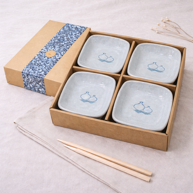 별과도자기 사각 앞접시4p + 패키지 박스 선물세트 반찬그릇, 앞접시 2호, 1박스, 4개