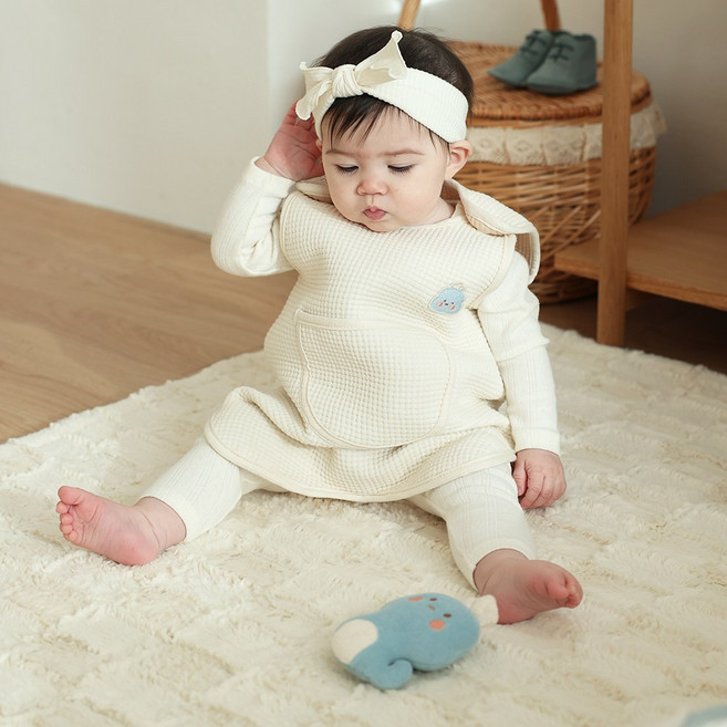 마롤로뜨 꼬물이 아기 수면조끼 3중거즈 뱀띠 실내조끼 가을 겨울 내의 꿀잠 아기잠옷