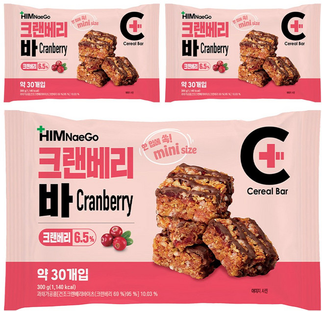 힘내고 크랜베리바 시리얼바 미니, 3개, 300g