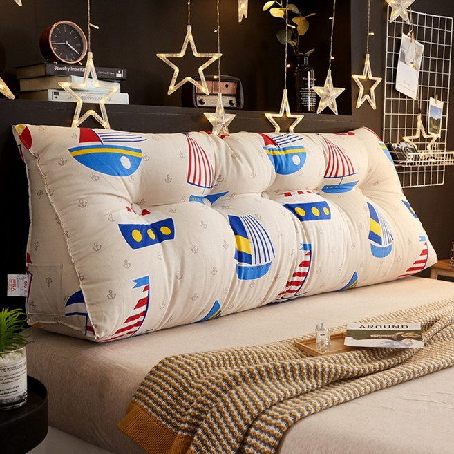 SKANDSALO 북유럽감성 긴 베개 대형 집순이 삼각 등받이 쿠션 롱쿠션, 베이지캔버스