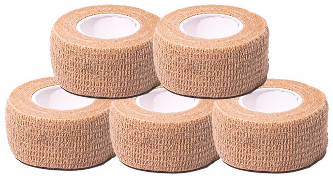 [국내산] 자가점착 접착 붕대 압박 탄력밴드 자밴 1인치, 5개