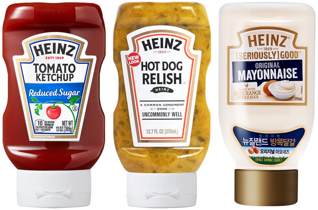 하인즈 3개(리듀스드슈가케찹1+핫도그랠리쉬1+굿마요네즈1) 무배, 369g