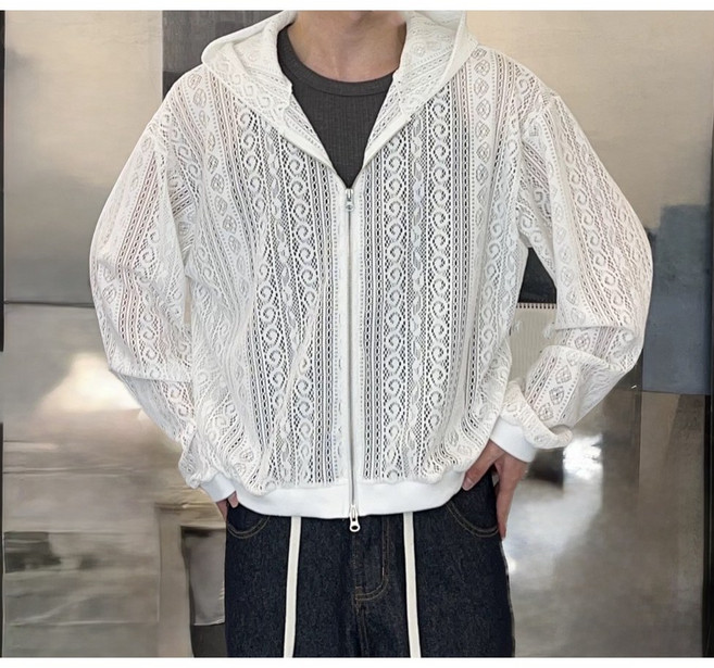 블룸 시스루 후드 집업 남자 가디건 여자가디건 공용