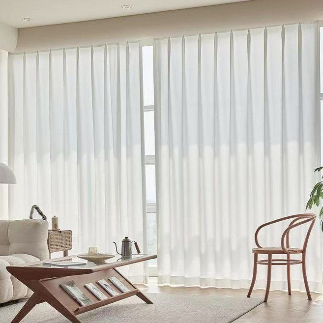 데미이엔 비침없는 차르르한 고밀도 나비주름 쉬폰 커튼