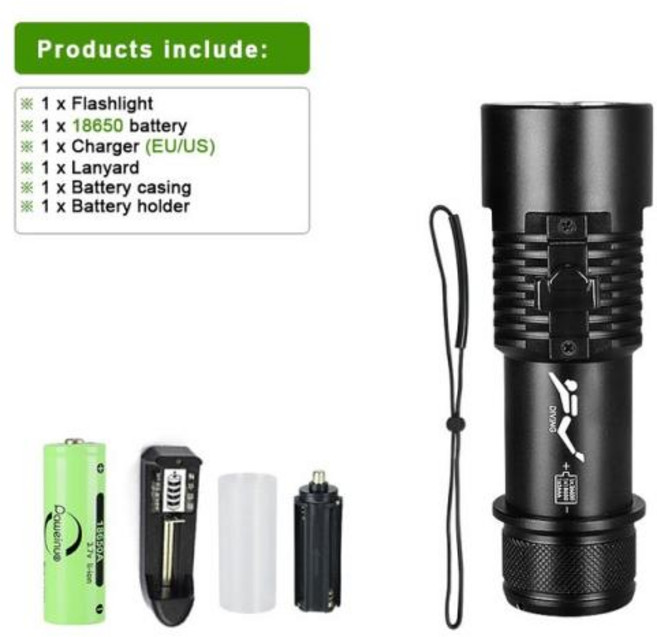 슈퍼 9000LM XHP160 전문 다이빙 손전등 1000m 수중 스쿠버 다이빙 토치 IPX8 방수 다이브 라이트 26650 배터리, [02] B-18650, [01] Yellow white light, [01] L2 T6, 1개