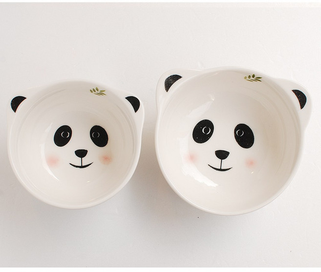 모이내츄럴 국내산 어린이식기 동물얼굴 밥공기+대접세트_팬더 수제 유치원식기 유아동식기 초등식기, 1개