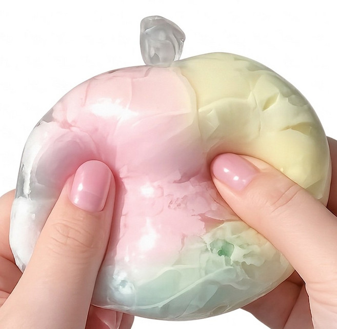 2개 세트 왁뿌볼 말랑이 솜사탕 왁스 뿌시기 ASMR 스트레스볼, 1세트, 67g, 파스텔