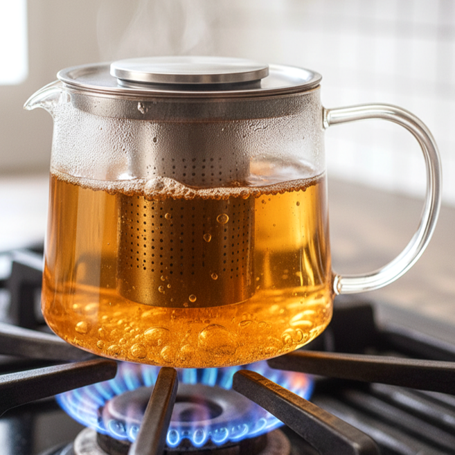 아마폴라 직화 내열 유리 주전자 티포트 티팟 1.5L, 1500ml, 혼합색상, 1개
