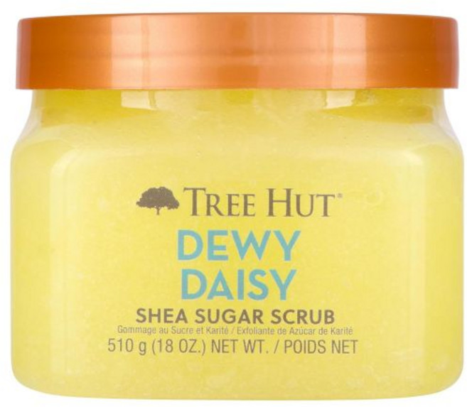 트리 헛 시어 슈가 스크럽 트로피컬 망고 18온스 초수분 및 각질 제거 스크럽으로 영양 필수 바디 케어를 제공합니다, Dewy Daisy, 1개