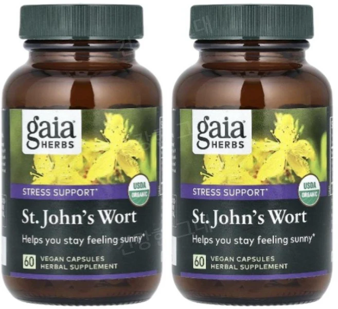 가이아허브 세인트존스워트 St.JohnsWort 333mg 60캡슐 2개 하이퍼리신, 60정 - 쿠팡