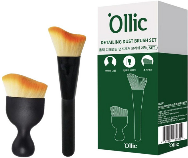 올릭 디테일링 먼지제거 브러쉬 혼합색상 2종 + 케이스 세트, 1세트
