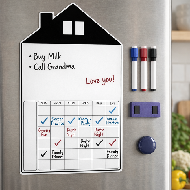 하늘움 냉장고자석형 메모보드, 1세트, 하우스 (캘린더+메모)