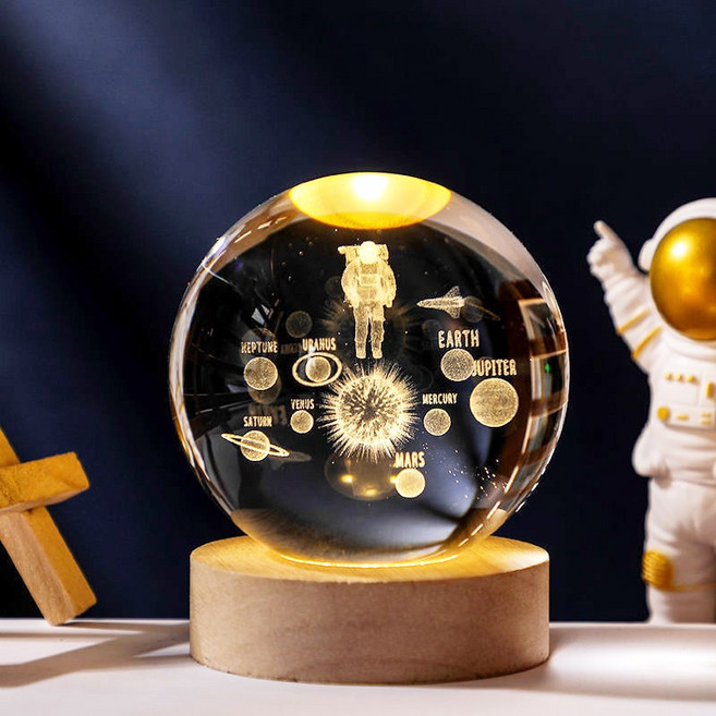 브루이 우주 감성 무드등 은하 별 달 구름 조명 8cm, 우주인