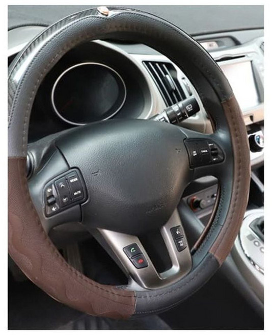 몽크로스 핸들커버 차량 운전대 가죽 논슬립 핸들카바 MS5330, 브라운