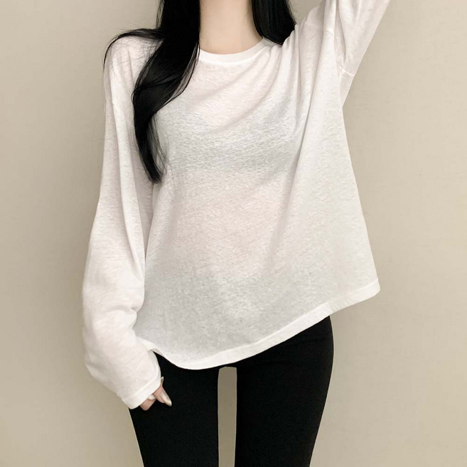 한여름까지~시원한소재 여리여리 루즈핏 린넨 긴팔티셔츠