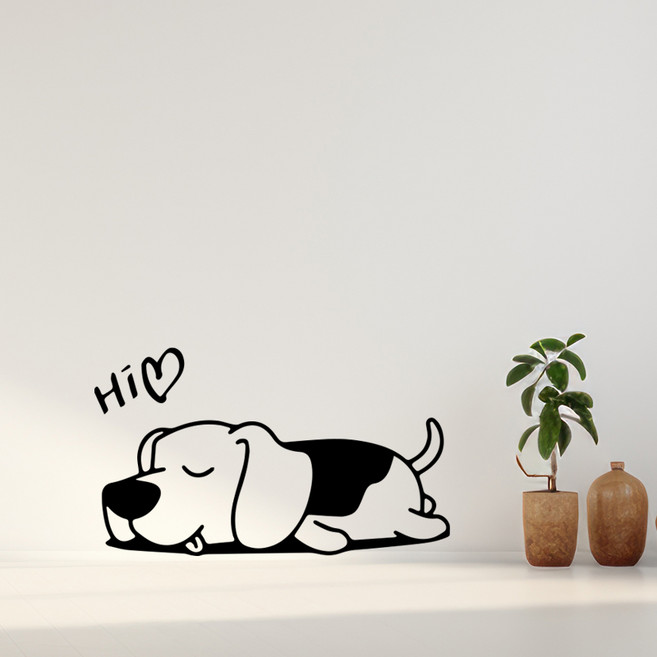 SI_23 강아지 개 아이방꾸미기 포인트스티커 현관문 시트지 유리창 창문 스티커 벽인테리어, 블랙