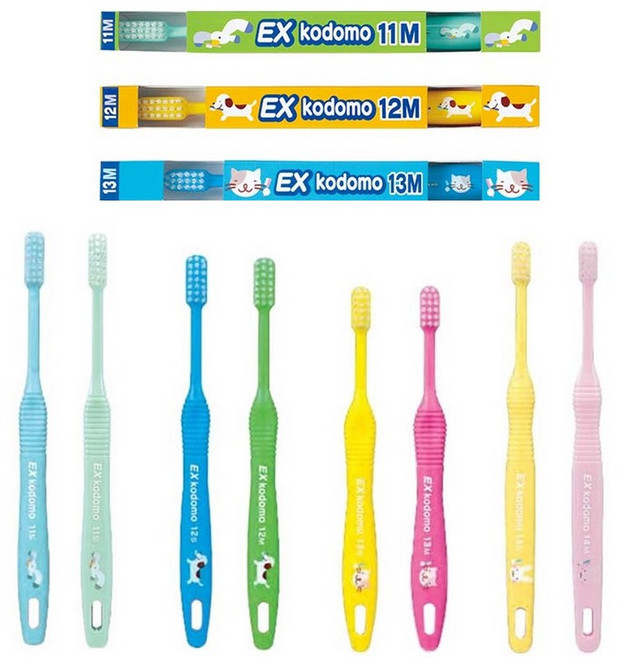 LION 라이온 EX 코도모 유아칫솔 어린이칫솔, 12M 혼합전기(5~9세), 20개입, 1개