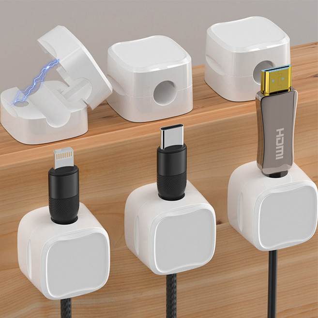 루미오스 원터치 마그네틱 자석 케이블 선정리 홀더, 6개입