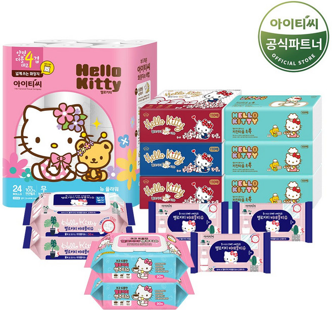 헬로키티 플라워 화장지 5종 홈세트, 1세트