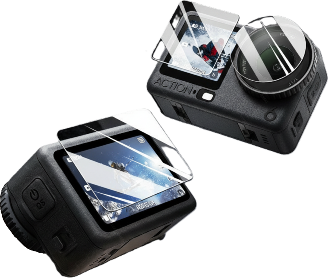 DJI 오즈모 액션6 고투명 고화질 9H 전면후면렌즈 강화유리 보호 필름, 1세트