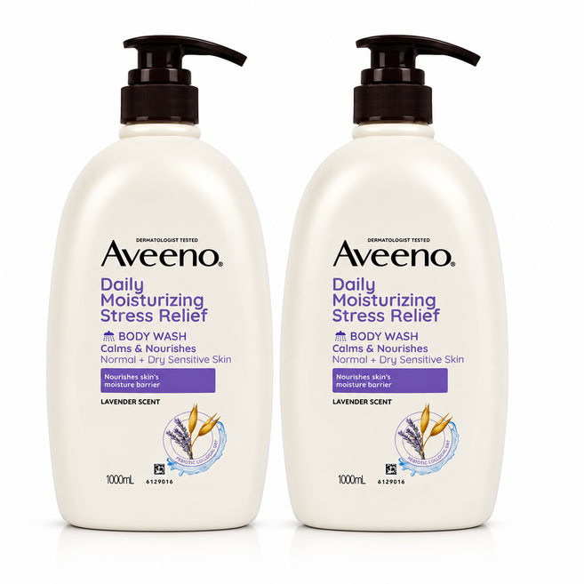 Aveeno 아비노 데일리 모이스처라이징 바디워시 바디클렌저 라벤더향, 1L, 2개