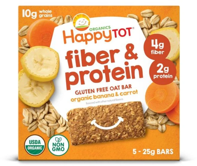 HAPPYTOT 에너지바 해피 토트 섬유 및 단백질 소프트 베이크 오트 바 영 간식 사과와 시금치 0.88온스 5개입 박스 6팩 - 쿠팡