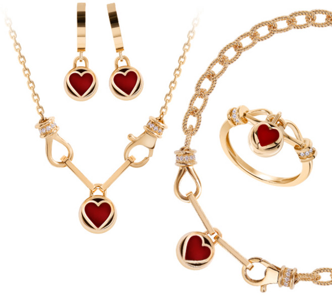 [골드팡] 18k 럭셔리하트퐁 4종 세트 (목걸이+귀걸이+반지+팔찌)