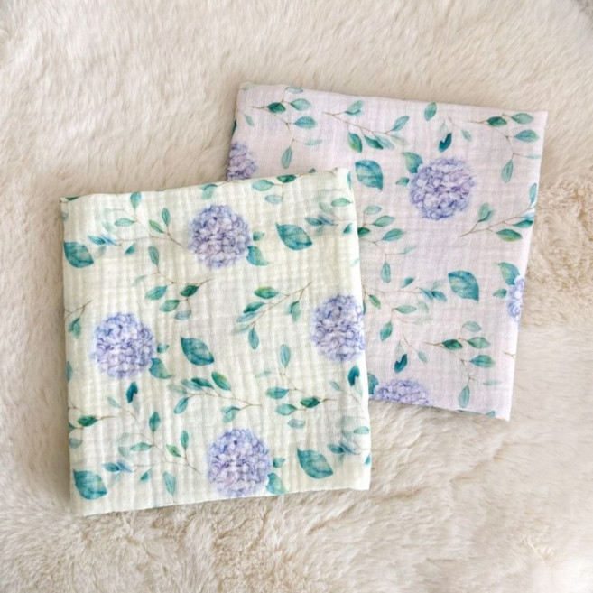 블루밍 가든 수국 2중거즈 손수건 2장