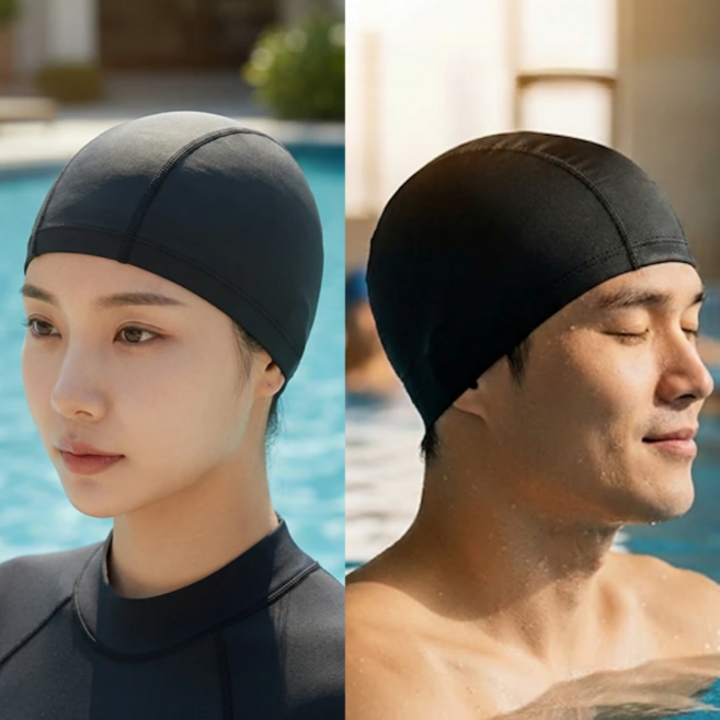 픽셀로그 수모 수영모 수영모자, 1개, 블랙