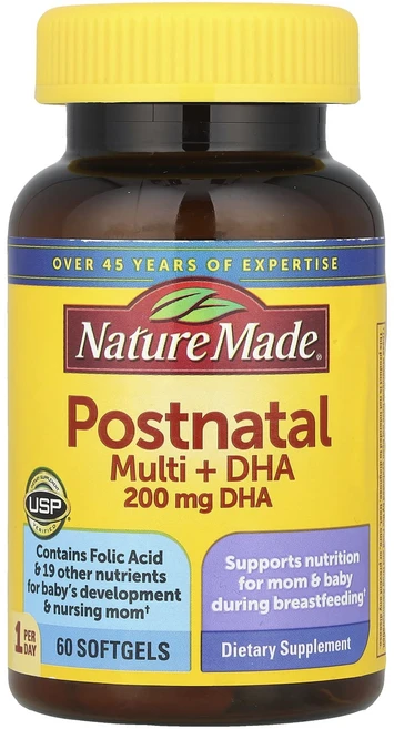 Nature Made 산후 종합비타민 DHA 소프트젤 60정, NatureMade산후종합비타민DHA소프트젤60정, 1개 - 쿠팡