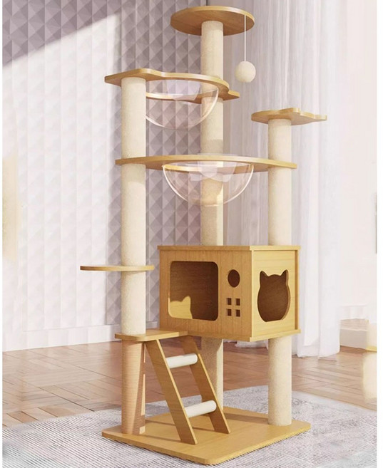 대형고양이가구 별장 장난감 7단 캣타워 7단 고급 빌라, 1개, 카키색-C1