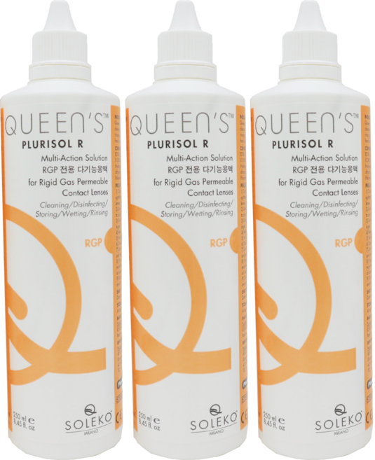 [유통기한 27.02.28] 솔레코 퀸즈 하드렌즈/드림렌즈 세척액 보존액 다목적용액, 3개, 250ml