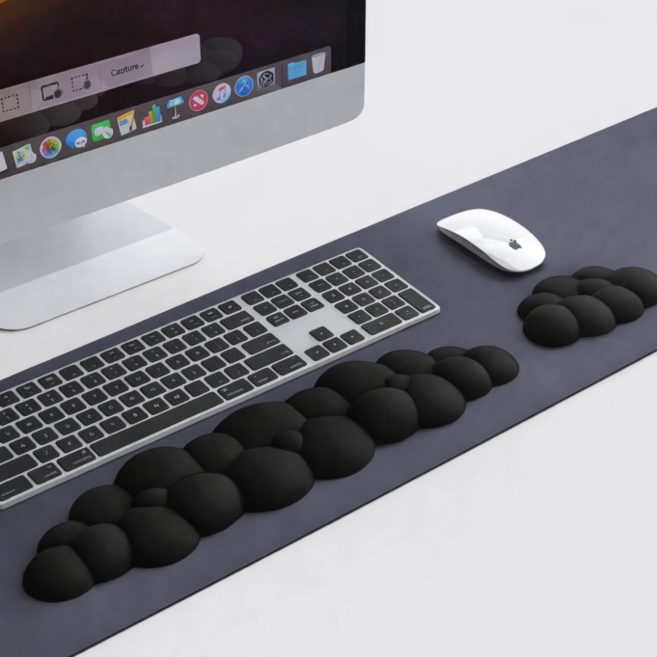 익스오더 구름 메모리폼 키보드 마우스 손목받침대 세트, 1세트, 블랙