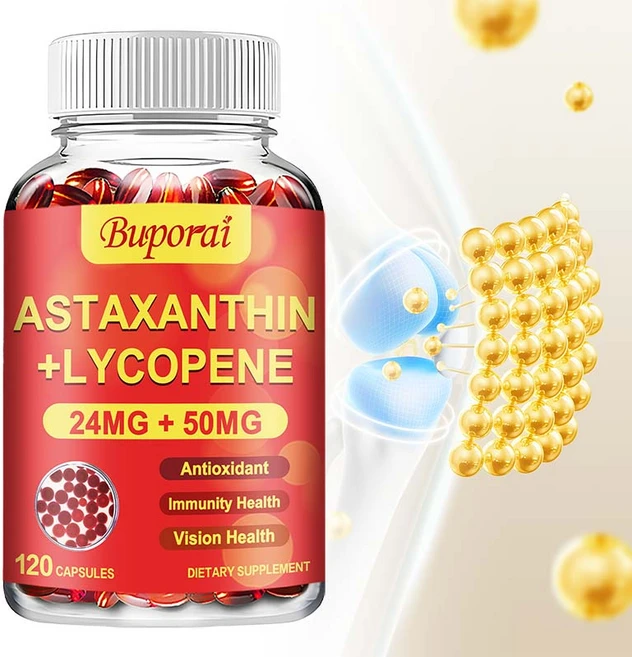 아스타잔틴 24mg + 리코펜 50mg 100% 천연 미세조류가 함유된 피부 보충제 아스타잔틴 - 피부 건강과 색소 침착을 위한 최고의 아스타잔틴 보충제, 3개, 60정 - 쿠팡