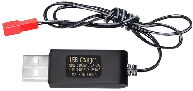 올칩 7.2V JST USB RC카 드론 보트 호환 충전 케이블 리튬 배터리용 충전기 과충전 과전압 보호 장난감 전자기기, 1개, (JST) 7.2v USB충전기(블랙)