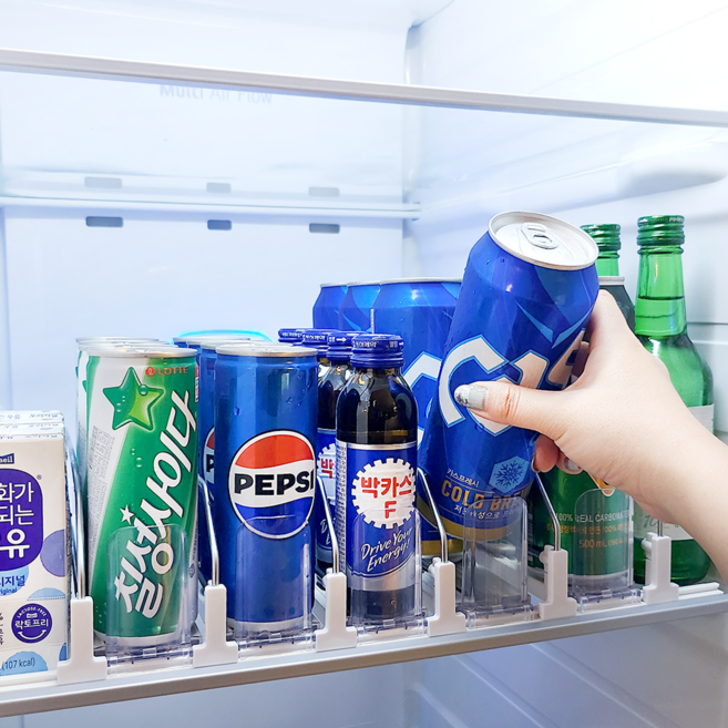 캔음료 디스펜서 냉장고 정리 선반 트레이 용기, 레일형, 3라인-31cm, 1개