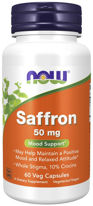 NOW Foods 番紅花素食膠囊 50mg, 1個, 60顆