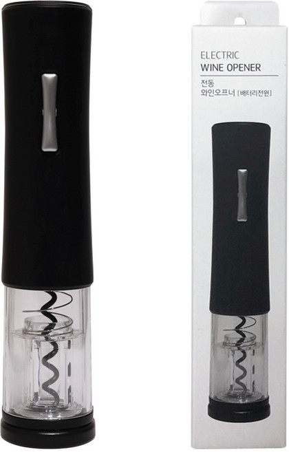 krom 전동 와인오프너(배터리형) 호일커터 원터치 자동 와인오프너, 블랙, 1개