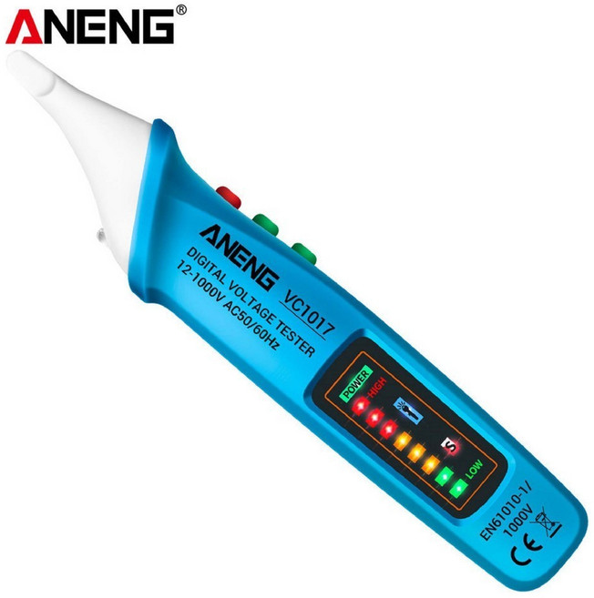ANENG 非接觸式數字顯示電壓測試筆 VC1017, 1個, 彩燈款-藍