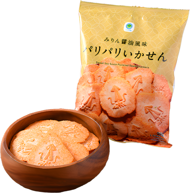 일본 패밀리마트 빠리빠리 이카센 미림간장맛 센베이 전병 52g, 5개