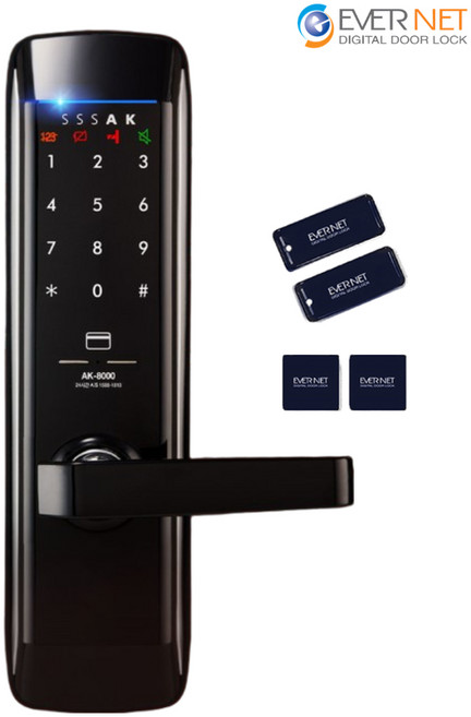 에버넷 무타공 도어락 현관 번호키 고객직접설치 슬림디자인 SSSAK AK-8000 (번호 카드), AK8000