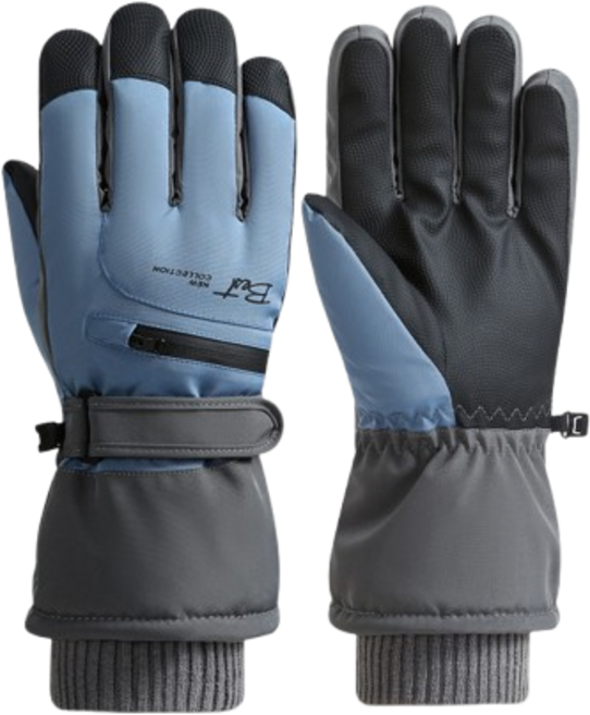 滑雪手套 加絨內裏 保暖 防風防水, 深藍色-男款, 1套
